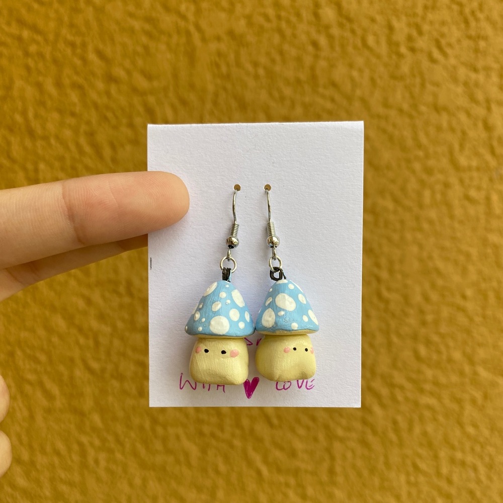 Handmade Mushroom Boi Earrings 🧡
